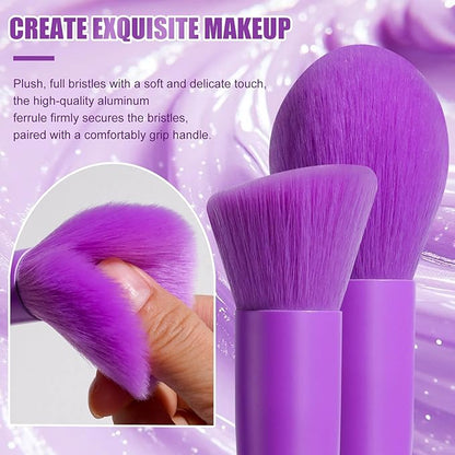 BS-MALL Makeup Brush Set 18 Pcs Premium Synthetic Foundation Powder Concealers Eye shadows Blush Makeup Brushes with Case (Purple)