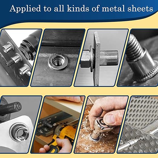 3/8''-16 UNC Rivet Nut, 28Pcs 304 Stainless Steel Flat Head Rivnut Threaded Insert Nutsert