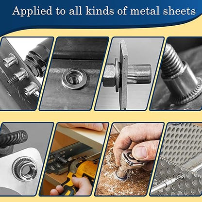 3/8''-16 UNC Rivet Nut, 28Pcs 304 Stainless Steel Flat Head Rivnut Threaded Insert Nutsert