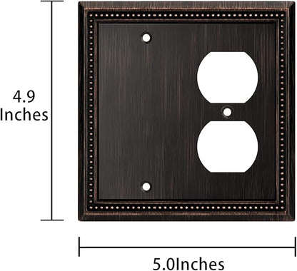 Henne Bery Sunken Pearls Heavy Duty Decorative Wall Plate Switch Plate Outlet Cover (Blank/Duplex, Aged Bronze)