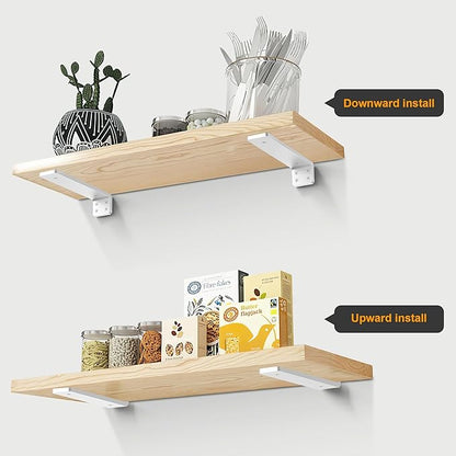 White Floating Shelf Brackets 6 inch, Heavy Duty Wall Shelf Bracket 6 Pack for Shelves Support, Hidden Metal L Brackets with Mounting Hardware (1/5'' Thick)