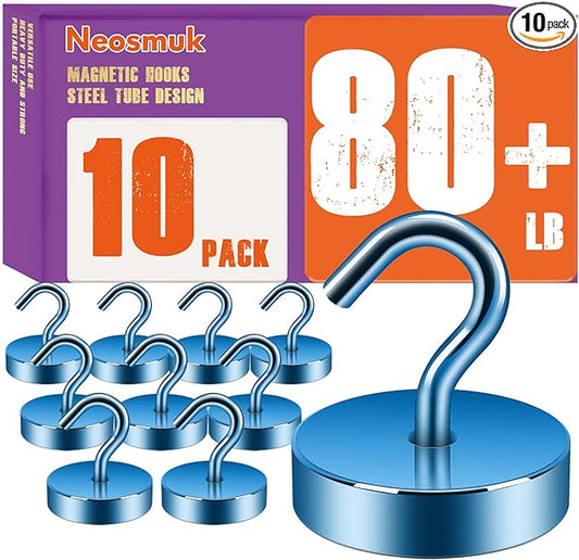 Neosmuk Magnetic Hooks, Cruise Ship Essentials, 80lb+ Heavy Duty Magnetic Hooks for Cruise Cabins, Refrigerator, Grill, Hanging, and Travel | Extra Strong Must-Haves Magnet Hook,RoyalBlue