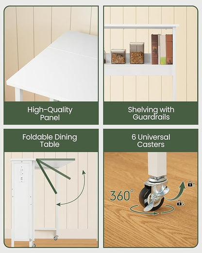 31.5" Modern White Folding Computer Desk with Power Outlets, Wheels, Storage, Perfect for Small Spaces White TDN01UWB