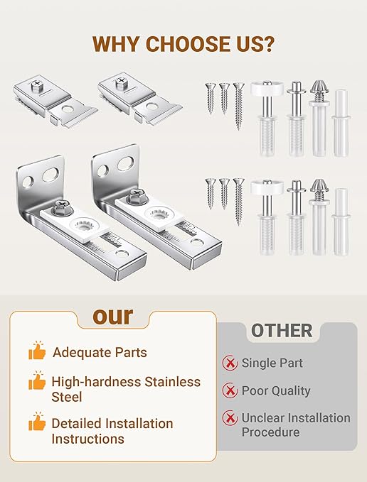 Bifold Door Hardware Repair Kit, 2 Set Bi-fold Sliding Closet Doors Replacement Parts with Top & Bottom Brackets, Pivots & Guides Wheel, Closet Door Hardware Kit for Folding Pocket & Accordion