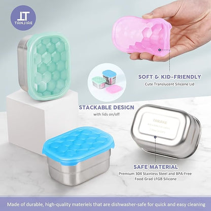 Snack Pro - Small (1 CUP) Stainless Steel Snack Containers for Kids | Easy Open Leak Proof Food Containers with Silicone Lids - Perfect Metal Toddler Lunch Box for Daycare and School (8oz)