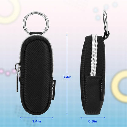Portable Lip Balm Organizer Case with Keychain, Travel Chapstick Holder Storage Bag, Waterproof Small Cosmetic Organizer, Anti-Lost Lipstick Lip Gloss Sleeve Pouch Keeper Case (Black, Small)