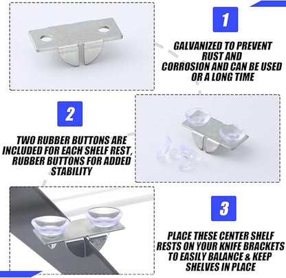 Tandefio 50 Pcs Center Shelf Rest Clip with Rubber Cushion, Galvanized Metal Glass Shelf Brackets Balancing Clip for Brackets to Hang Glass, Metal, Wood