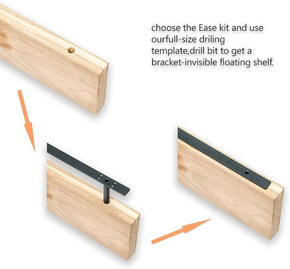 Heavy Duty Floating Shelf Bracket 69 inch, Hidden Shelf Bracket for Mantel and Shelving, Max Load 200 lbs if Mounted on Studs, Invisible Bracket for Floating Shelves (with Ease Build Kit)