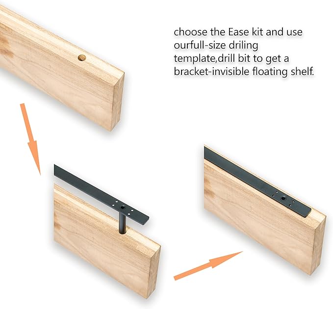 Heavy Duty Floating Shelf Bracket 16 inch, Hidden Shelf Bracket for Mantel and Shelving, Max Load 200 lbs if Mounted on Studs, Invisible Bracket for Floating Shelves (with Premium Build kit)