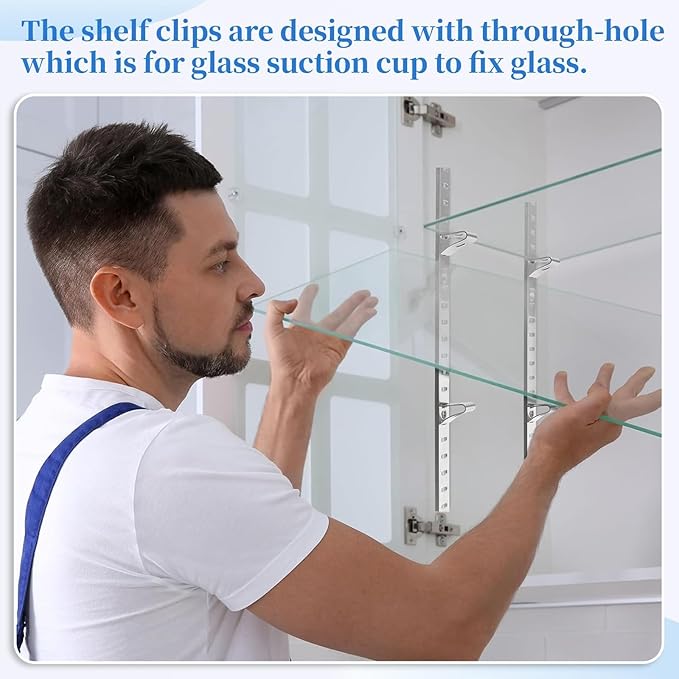 8 Pcs 40 Inch Shelf Pilaster Tracks and 24 Pcs Shelf Clips Adjustable Metal Rail Mortise Mount Pilaster Strip Standard for Bookcases Cabinet Closet Shelving System