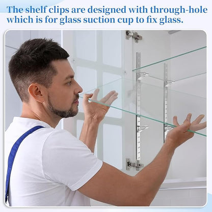 8 Pcs 40 Inch Shelf Pilaster Tracks and 24 Pcs Shelf Clips Adjustable Metal Rail Mortise Mount Pilaster Strip Standard for Bookcases Cabinet Closet Shelving System