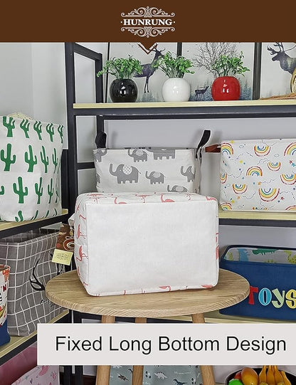 HUNRUNG Rectangle Storage Basket Cute Canvas Organizer Bin for Pet/Children Toys, Books, Clothes Perfect for Rooms/Playroom(Rectangle Flamingo)