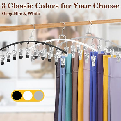 4 Pack Legging Organizer for Closet, Metal Gym Clothes Organizer w/40 Clips Holds 40 Leggings, Scarf Hangers Space Saving, Closet Organizers and Storage, Room Organization Essentials, Grey