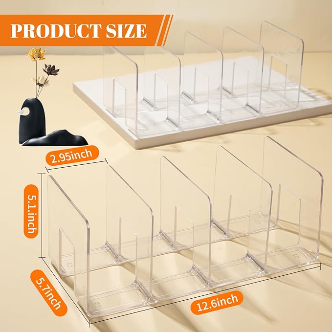 4PACK Clear Acrylic Kids Shoe Rack for Closet Organizers and Storage, Small Clear Shoe Rack 4 Sections Toddler Baby Shoe Storage Organizer Stackable Shoe Shelf,Desk File Sorter Book Purse Organizer