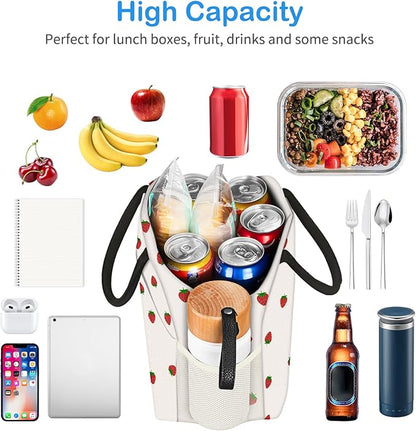 DALINDA Lunch Bag Lunch Box for Women Men,Cute Strawberry lunchbag Reusable Insulated Lunch Tote Bag