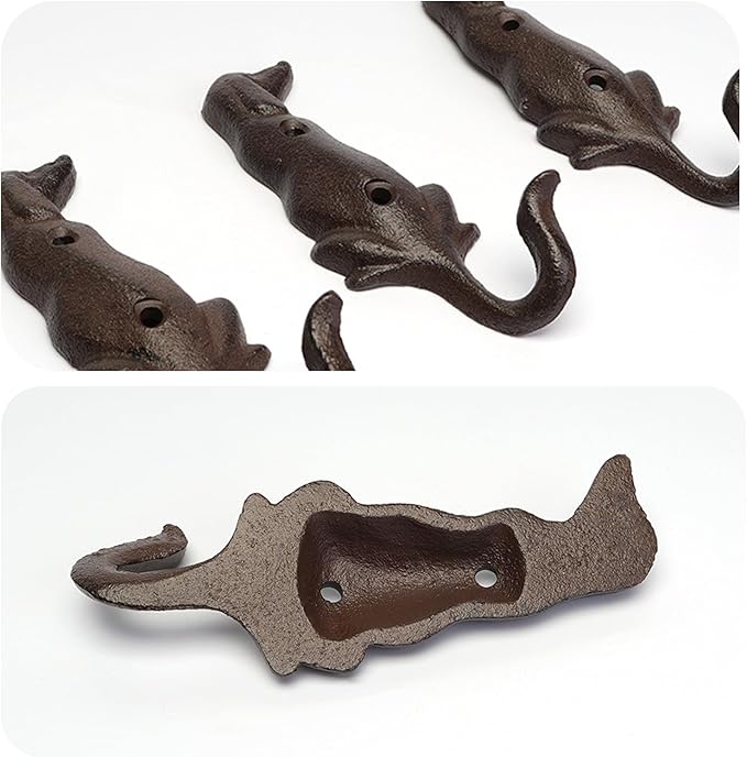 2 Pack Dog Leash Holder for Wall, Dog's Hooks for Wall, Cast Iron Dog Hook (Dog's Back View)