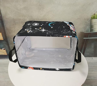 Rectangle Gift Storage Basket Home Shelf Storage Basket Organizer Box Clothes Laundry Hamper Nursery Basket Laundry Basket with Handles (Black Planet)