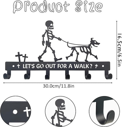 Skull Dog Paw Shaped Wall Mount Leash and Key Hook - Gothic Home Decor Organizer