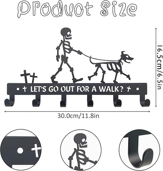 Skull Dog Paw Shaped Wall Mount Leash and Key Hook - Gothic Home Decor Organizer