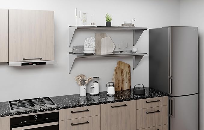 AmGood 16 in. x 48 in. Stainless Steel Wall Shelf | NSF | Metal Shelving | Garage, Laundry, Storage, Utility Room | Restaurant, Commercial Kitchen
