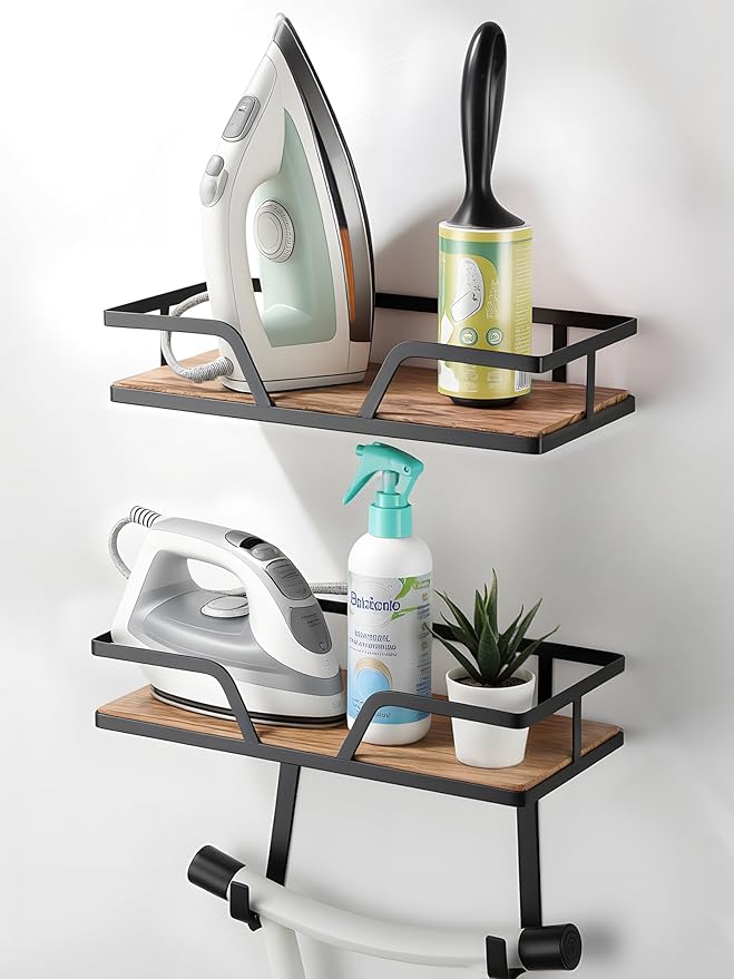 Ironing Board Hanger, 2-Layer Ironing and Iron Board Holder, Iron Board Wall Mount for Laundry Room Organization and Storage