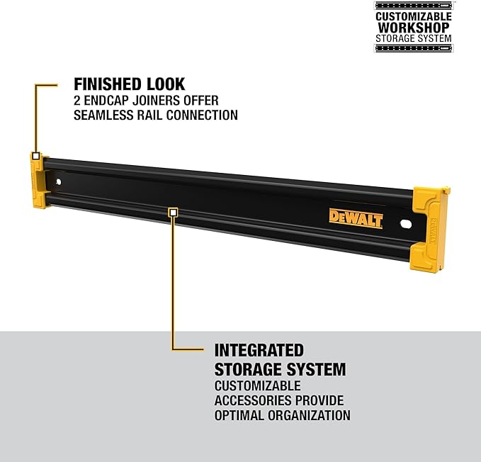 DEWALT Tool Organizer, Mount on Workbench, 20 Inch, Compact Metal Rail, DEWALT Workshop Storage System Compatible (DWST82827)