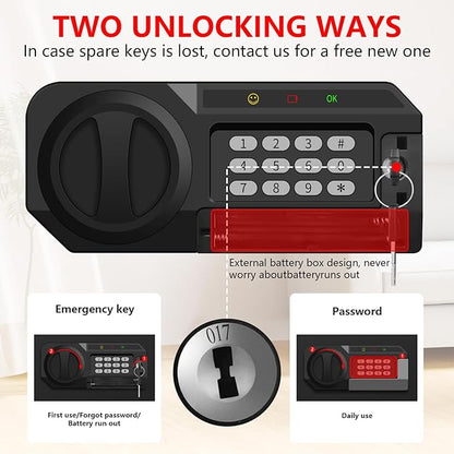 1.3 Cuft Safe Box Fireproof Waterproof, Digital Security Safes for Home Use Fire and Water Proof with Combination Lock, Alarm System and Removable Shelf, Anti-Theft Document Safes For Money, Jewelry