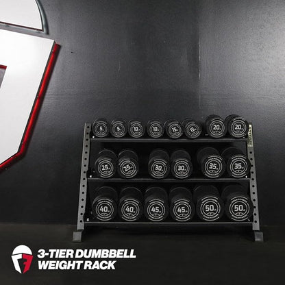 Titan Fitness 3 Tier Dumbbell Weight Rack Stand, Rated 800 LB, Organize Classic Dumbbells, Storage Fitness Rack