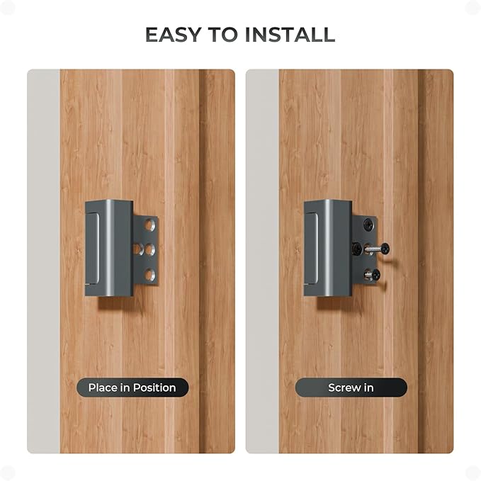 3Pack Home Security Door Reinforcement Lock, Childproof Safety Door Lock Latch Inside Stopper, Add High Security to Prevent Home Unauthorized Entry, Aluminum Construction Finish Grey
