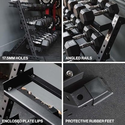 Titan Fitness 3 Tier Dumbbell Weight Rack Stand, Rated 800 LB, Organize Classic Dumbbells, Storage Fitness Rack