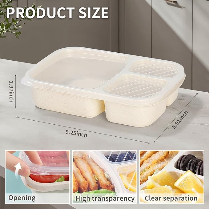 Bento Box Lunch Container for Adults & Kids, Leak-Proof Lunch Box with Compartments, BPA-Free Food Grade, Microwave Dishwasher Safe, Reusable Meal Prep Container for Work, School, Picnic, Travel