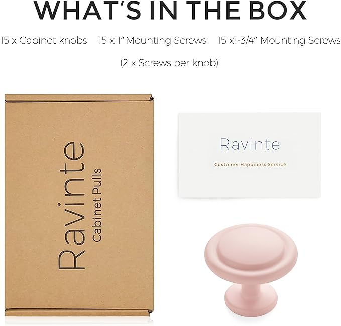 Ravinte 15 Pack 1-1/4 inch Kitchen Cabinet Knobs Drawer Knobs Dresser Knobs Pink Frosted Zinc Knobs Drawer Pulls Door Knobs Dresser Drawer Handles Knobs for Dresser Drawers