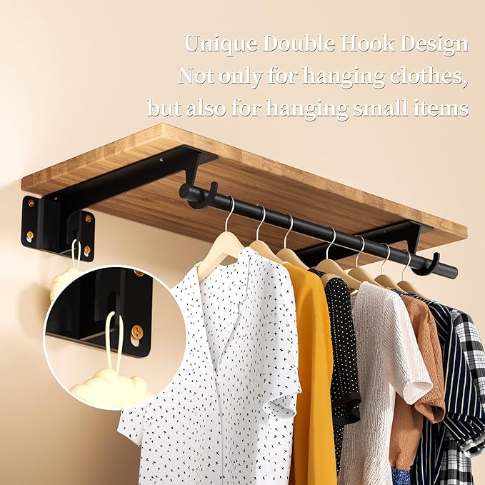 Closet Rod Support Bracket 11 inch WYGWP Heavy Duty Closet Shelf Brackets Supports 200lbs,Sturdy Closet Shelves Wall Mounted for DIY Home and Closet Decor Black 2pack