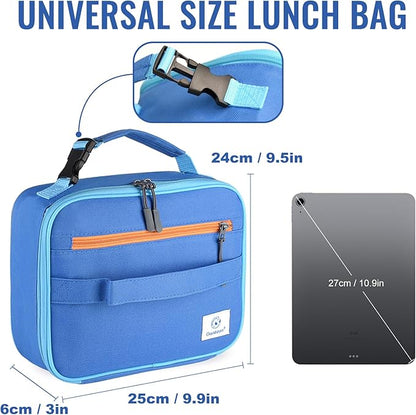 Genteen Lunch Box Kids,Insulated Lunch Bag Kids Boys Girls,Soft Bag Small Cooler Back to School Thermal Meal Tote Kit Lunch Box for School,Work,Outdoor (Blue)