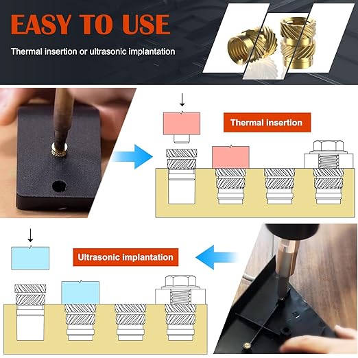 120Pcs M4 Threaded Inserts, M4 Female Thread Metric Knurled Nuts Assortment Kit, Brass Heat Set Insert for Plastic and 3D Printing Components (M4x4x6, M4x6x6)