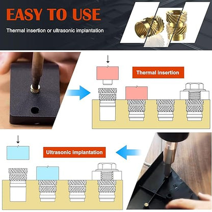 70Pcs M5 Threaded Inserts, M5 Female Thread Metric Knurled Nuts Assortment Kit, Brass Heat Set Insert for Plastic and 3D Printing Components (M5x6x7, M5x8x7)