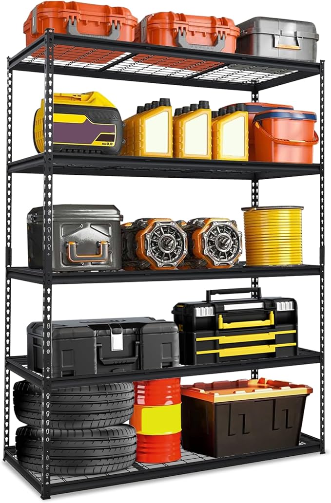 Heavy Duty Storage Shelves 60x24x78 in, 2500Lbs Adjustable Metal Shelving for Garage Organization, Durable Garage Shelving Easy Assemble