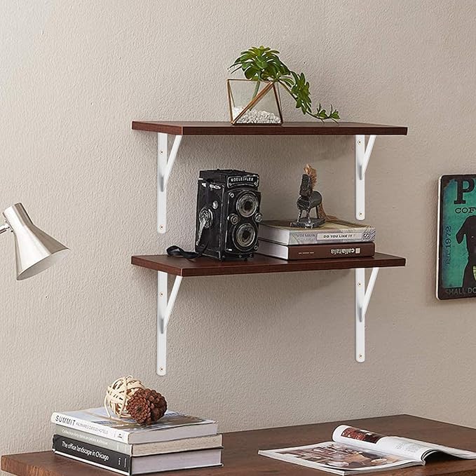 12 Pack L20 x H 12" White Heavy Duty Shelf Brackets with Screws Metal Shelf Brackets Shelf Support Angle Brackets for Shelves L Brackets Heavy Duty Floating Shelf