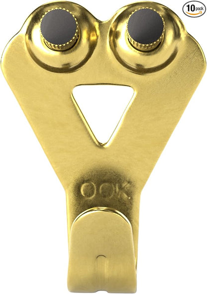 OOK 50616 Professional Picture Hangers, Art Hangers, Padded, Brass, Reusable Picture Hooks, 50lb (10 set)