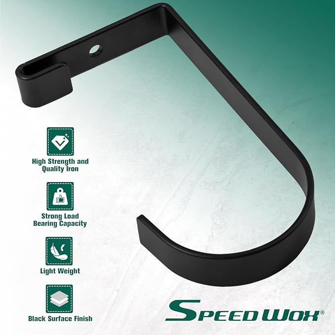 SPEEDWOX Heavy Duty Overhead Garage Storage Hooks for Ceiling Rack Wall Shelving and Bike Hanging - 4 Pack Add On Accessory Flat Hooks Bike Hook for Garage Ceiling Mount Rack, Black