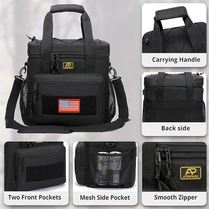 Lunch Box for Men, Tactical Lunch Bag MOLLE Webbing Leakproof Insulated Large Lunch Cooler Women Adult Meal with Adjustable Shoulder Strap Durable Lunch Pail (Black)