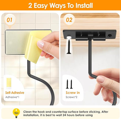 Self Adhesive Banana Hook Under Cabinet Foldable Banana Hanger Black Metal Under Counter Banana Hook to Keep Bananas Fresh Banana Holder for Kitchen RV Space Saving