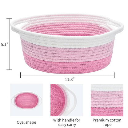 ABenkle Small Basket with Gift Bags and Ribbons, Empty Gift Baskets for Mother's Day, Decorative Boho Rope Woven Nursery Storage Organizer Toy Baskets with Handle for Baby Showers, 12"X 8" X 5"
