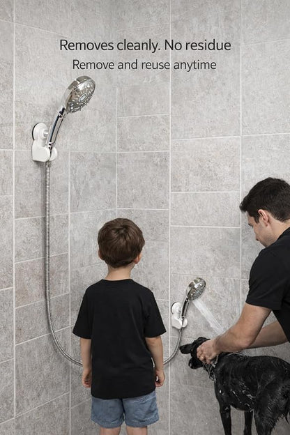 Pump&fix 45 Degrees Adjustable Handheld Shower Head Holder Suction Cup Wall Mount Bracket
