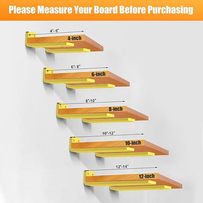 Gold Floating Shelf Brackets 6 inch, Heavy Duty Wall Shelf Bracket 6 Pack for Shelves Support, Hidden Metal L Brackets with Mounting Hardware (1/5'' Thick)