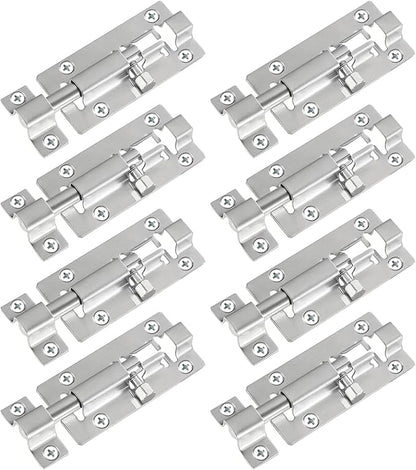8 Pack Barrel Bolt Latch, Slide Bolt Latch 3 Inches Slide Latch Lock, Thickened Stainless Steel Sliding Lock for Door, Brushed Finish Sliding Bolt Lock, Sliding Bolt Latch with 48PCS Screws