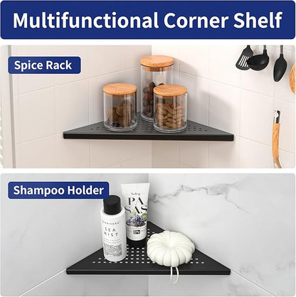 Corner Shower Shelves, 10" Matte Black 304 Stainless Steel Recessed Shelf for Bathroom, Grout in Shelf for Tiled Wall 2 Pack