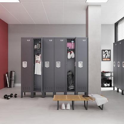 Metal Storage Locker with Lock & Card Slot Locker - Secure Lockable Door - Steel Locker for School, Office, Gym, Home - 66.15" H x 11.8" W x 11.8" D（1 Door, Grey）