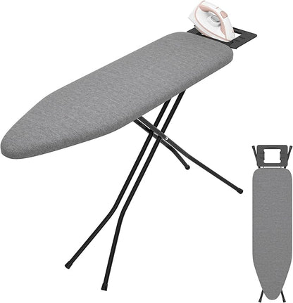Ironing Board with Stable Iron Rest and 7 Adjustable Heights, 43" ×13" Size Iron Board with 4-Layer Heat Resistant Cover and Pad for Home Apartment Laundry, Gray