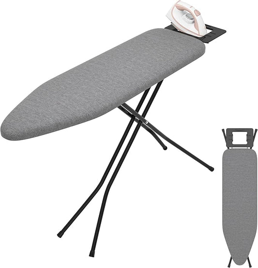 Ironing Board with Stable Iron Rest and 7 Adjustable Heights, 43" ×13" Size Iron Board with 4-Layer Heat Resistant Cover and Pad for Home Apartment Laundry, Gray